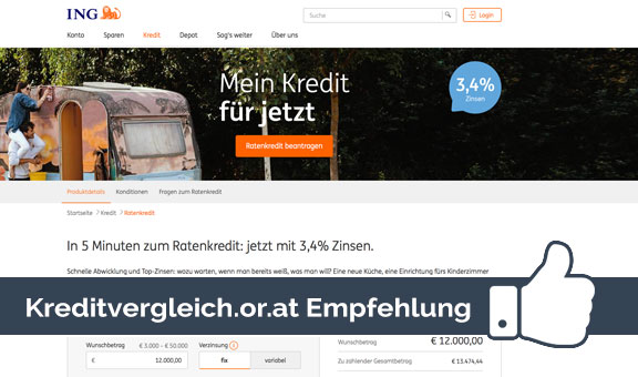 Kreditvergleich Empfehlung Ratenkredit ING DiBa